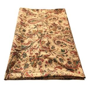 Vintage Chaps Home Tablecloth Gold Red Green Jacobean Floral 82"x 58"